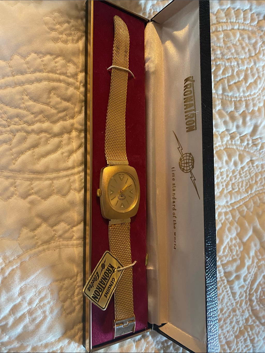 Vintage Electra Kronairon Gold Plated Bracelet Watch With Box Mint Condition